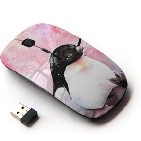 [ Optical 2.4G Wireless Mouse [ Penguin Baby Pink Purple Watercolor ]