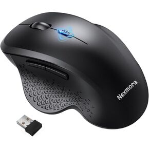 Bluetooth Mouse, Wireless Mouse, Ergonomic Mouse, 2.4GHz with USB Receiver, 1600 DPI Optical Tracking, Quiet Clicks, Computer Mouse for Laptop, PC, Notebook (Black)
