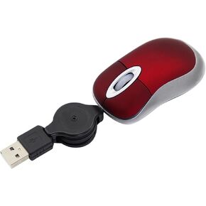 Portable Mini Wired Mouse with Retractable USB Cable(Black), 3*1.6*0.8in