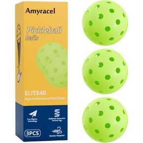 Outdoor Pickleball Balls, 40 Holes Pickleballs, High Bounce True Flight Practice Pickle Ball Crack-Resistant