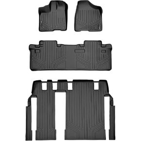 SMARTLINER Custom Fit Floor Mats 3 Row Liner Set Black for 2011-2012 Toyota Sienna 8 Passenger Model