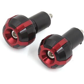 Motoforti Universal Motorcycle Handle Bar End Plug, Aluminum Alloy, Rubber, Red, 2 Pc