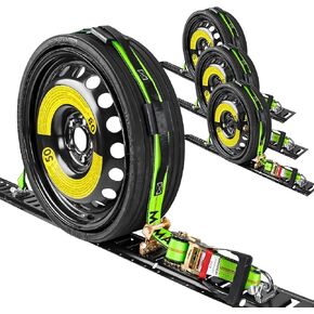 MIMIANCHI 4Pack,2" x 10'Wheel Straps with E-Track Fittings,Auto Hauler Ratchet Wheel Straps with 3 Rubber Blocks,E Track Tire Straps for Hauling Cars,ATV's, UTV's | Car Tie Down Straps for Trailers