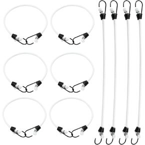 Piutouyar 10 Pcs 10 Inch Mini Bungee Cords with Hooks, Elastic Bungee Straps Small Bungee Cord Outdoor Carrying Tools for Tarps, Cargo, Canvases(Black with Black Hook)