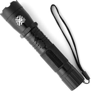 Tactical Flashlight Rechargeable: 9,000-Volt Stun Flashlight for Self-Defense | Aircraft-Grade Aluminum | Safety, Compact Design | Blinding LED | Free Holster | Rechargeable Battery