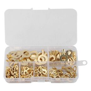 O Type Round Bare Terminal 150pcs/Box 6 Types 3.2/4.2/5.2/6.2/8.2/10.2mm O-type Round Bare Cold Crimp Terminal Brass Wiring Connector