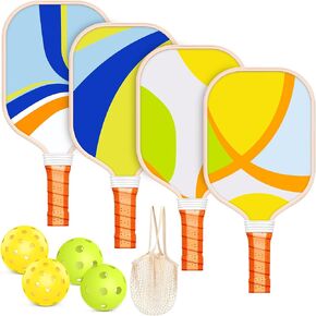 Pickleball Paddles, USAPA Approved Pickleball Paddle Set of 4 with 4 Pickleball Balls and 1 Carry Bag, Pickleball Rackets with Ergonomic Cushion Grip for Beginner & Pros Gifts for Men Women Youth Kids