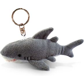 Puzzled Shark Plush Keychain Stuffed Animal Toy - Soft Fur Ocean Life Animal Grey Shark Charm Keyring, Cute Decorative Plush Toy Accessory Fun Buddy For Kids Bag, Purse, Backpack, Handbag - 4 Inches
