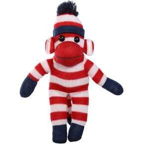 Adorable Sock Monkey, The Original Traditional Hand Knitted Stuffed Animal Toy Gift-for Kids, Babies, Teens, Girls and Boys Baby Doll Present Puppet (20" Green)
