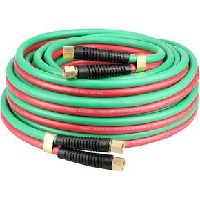 YOTOO Heavy Duty Oxygen Acetylene Hose 1/4-Inch × 50 Feet with 9/16"-18 B fittings Twin Welding Hose
