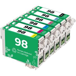 COLORETTO Remanufactured Ink Cartridge Replacement for Epson 98 T098 Used for Epson Artisan 730 810 835 710 Printer 6 Packs (1 Black 1 Cyan 1 Magenta 1 Yellow1 Light Cyan,1 Light Magenta) Combo Pack