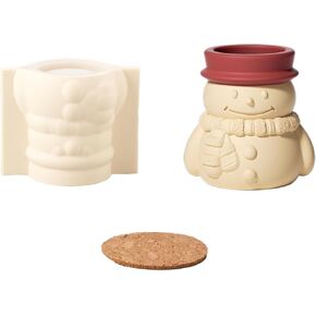 Boowan Nicole Cheery Snowman's Winner Candle Jar Mold Concrete Candle Vessel Mold Cement Candle Tin Mold for Chrismas -Gift (SH1016+A0210)