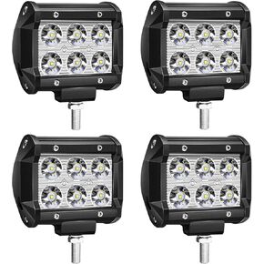 TURBO SII 4Pcs 4Inch 18W LED Pods Work Light Spot Beam Super Bright Offroad Driving Fog Lights Waterproof IP67 LED Cubes for Truck Boat ATV UTV 12-24V