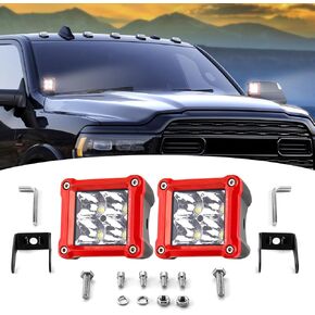 Wsays LED Pod Lights 3 Inch 40W 30° Spot Beam Cube Driving Ditch Lights Square Offroad Spot Light for Truck Jeep Car ATV UTV SUV, Black & Red