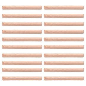 Bettomshin 50Pcs Wooden Dowel Pins, 10mm Dia 100mm Length Dowel Rods Wood Sticks Wooden Dowel Rods, Beveled Ends for Easier Insertion Straight Grooved Pins for Furniture Door Art Crafts and DIYers