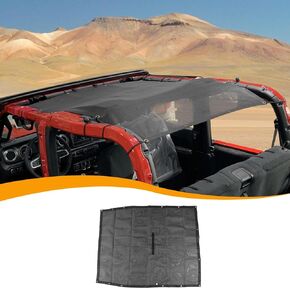 Hoolcar Mesh Sun Shade for Jeep JL, Blocks UV, Wind, Noise, Bikini Top Cover Compatible with Jeep Wrangler JL 2018-2024, 2 Doors, American Flag