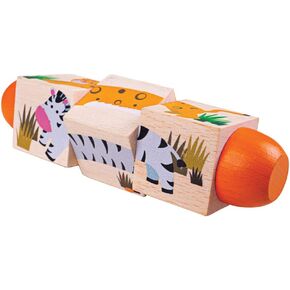 Bigjigs Toys Wooden Jungle Animal Twist Blocks