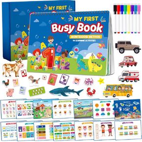 كتاب TEUVO Montessori المشغول للأطفال الصغار 1-3 2-4 3-5، أنشطة التعلم في مرحلة ما قبل المدرسة، كتب التلوين مع موضوعات، ألعاب السفر والتعليم، التوحد، التعلم الحسي، هدايا عيد الميلاد للأولاد والبنات in Kuwait