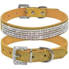 Serijoars Dog Collar for Small Dogs, Adjustable Dazzling Sparkling Leather Bling Dog Collars，Crystal Diamond Dog Collar Cat Collar, Rhinestone Dog Collar (XS, Blue)
