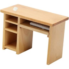 Toyvian Dollhouse Computer Desk Miniture House Furniture Desk Decoration Vintage Home Decor Set 1 12 Scale Writing Desk Mini House Accessories Miniature Wood Table Mini House Decoration