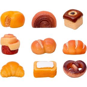 9pcs Artificial French Bread Set,Dollhouse Miniature Foods Tiny Figurines, Mini Resin Kitchen Decoration,Cute Stuff Accessories for Party,Cake,Fairy Garden Decorations in Kuwait