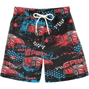Red Sport Speed Car Boy's Swim Trunks Kids Toddler Swim Board Shorts Boy Beach Swimwear Swimsuit Bathing Suits M