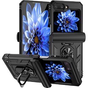 Hitaoyou for Samsung Galaxy Z Flip 5 Case 5G, Shockproof Cover for Samsung Z Flip 5 with Camera Cover & Kickstand Military Grade Shockproof Heavy Duty Protective Phone Case Galaxy Z Flip 5 Purple