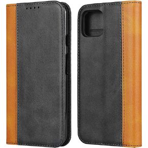 iCoverCase Compatible with Google Pixel 4 XL Wallet Case, Premium PU Magnetic Leather Card Slots Holder Kickstand Soft TPU Flip Cover Case (Black+Khaki)