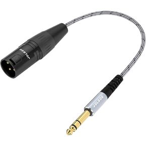 كابل ذكر TRS 1/4 بوصة إلى XLR ذكر، قابس TRS متوازن 6.35 مم إلى ذكر XLR ذو 3 سنون، كابل ميكروفون ذكر ربع بوصة TRS إلى XLR ذكر، 3.3 قدم - JOLGOO