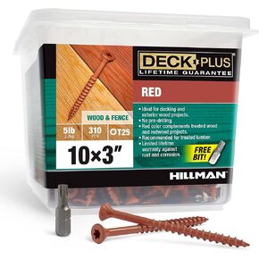 Deck Plus 48433 Wood Screws #10 x 3", Red, 5lb Box