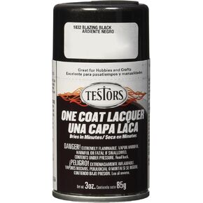Testors Extreme Spray Lacquer, 0.5 Liters, Blazing Black, 12 Fl Oz