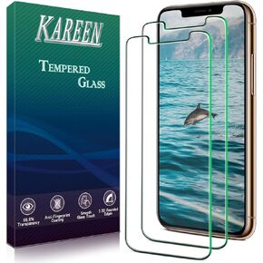 KAREEN [2 Pack] Tempered Glass for iPhone 11 Pro, iPhone XS, iPhone X Screen Protector 5.8 Inch, Anti Scratch, Bubble Free, 9H Hardness, Case Friendly