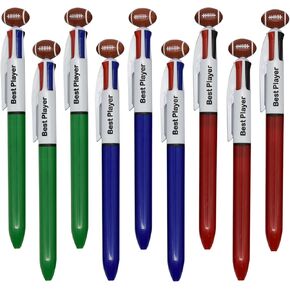Maydahui 12PCS Multicolor Rugby Football Ballpoint Pen Retractable 4 in 1 Colored Pens Cool Ball Sports Pen 4 Color Pens for School Students Party Office