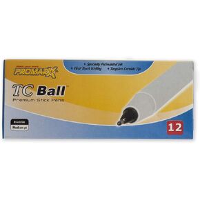 Promarx TC Ball Stick Pens, Medium Point, Black Ink, 10 count (BP48-KR1P10-48)