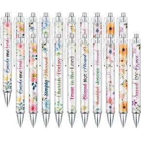 Sabary Bible Verse Ballpoint Pens Christian Flower Inspirational Quotes Funny Office Retractable Ink Ballpoint Pens for Women Men Colleague Coworker Writing Gifts(20 Pcs)