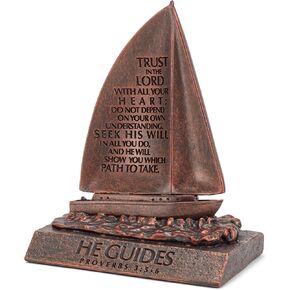 Lighthouse Christian Products He Guides Bronzelike Finish 4.5 x 5.25 Cast Stone Mounted Sculpture