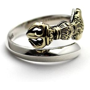 COSUMOSU sterling silver Tibetan Buddhist Vajra Dorje Amulet open ring adjustable ring