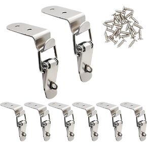 8 pcs Stainless Steel 90-Degree Spring Toggle Lock with Clasp Buckle Latch Latch Catches Hasps Clamps with Mounting Screws