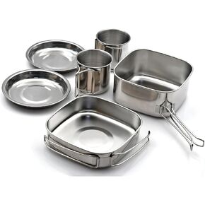 حقيبة الظهر للتخييم، أدوات طهي صغيرة للنزهة والتخييم، مجموعة أدوات الطبخ من الفولاذ المقاوم للصدأ، مجموعة أطباق للمشي لمسافات طويلة، وحقيبة الظهر، وصناعة الأدغال والنزهة، والتخييم، وتتضمن حقيبة حمل in Kuwait