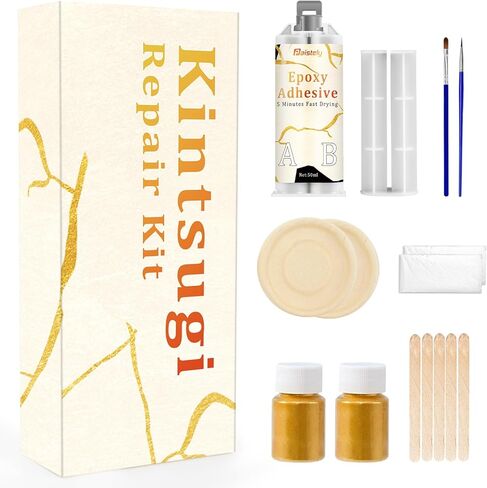 طقم إصلاح Kintsugi Gold، طقم Kintsugi لإصلاح السيراميك المكسور والزجاج واليشم والمنحوتات والغراء الذهبي لإصلاح الفخار ذي المغزى، طقم إصلاح Kintsugi المثالي كهدية in Kuwait