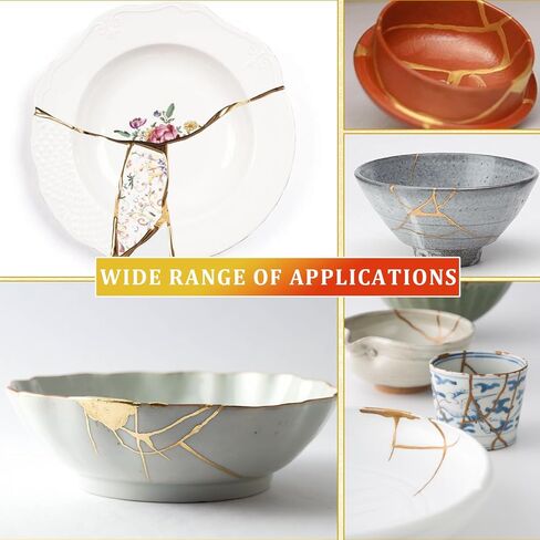 طقم إصلاح Kintsugi Gold، طقم Kintsugi لإصلاح السيراميك المكسور والزجاج واليشم والمنحوتات والغراء الذهبي لإصلاح الفخار ذي المغزى، طقم إصلاح Kintsugi المثالي كهدية in Kuwait