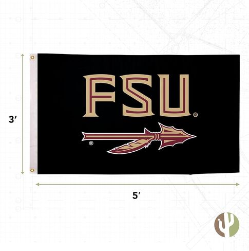 Desert Cactus Florida State University Flag Double Sided Seminoles FSU Banners 100% Polyester Indoor Outdoor 3x5 feet Flags (Double Sided - Flag 1) in Saudi Arabia