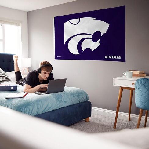 Rico Industries NCAA Kansas State Wildcats 3' x 5' Banner Flag - Single Sided - Indoor or Outdoor - Home Décor Made in Saudi Arabia