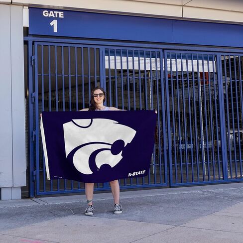 Rico Industries NCAA Kansas State Wildcats 3' x 5' Banner Flag - Single Sided - Indoor or Outdoor - Home Décor Made in Saudi Arabia