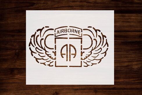 U.S. 82nd Airborne Wings Stencil, Reusable & Sturdy, 11" x 8.5", Custom Military Emblem Template in Saudi Arabia