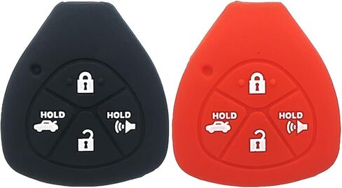 XUHANG Sillicone key fob غطاء مفتاح جلدي للدخول بدون مفتاح حافظة حماية عن بعد لسيارة TOYOTA Camry Avalon Matrix Corolla Land Cruiser 4 أزرار مفتاح التحكم عن بعد الذكي باللون الأحمر in Kuwait