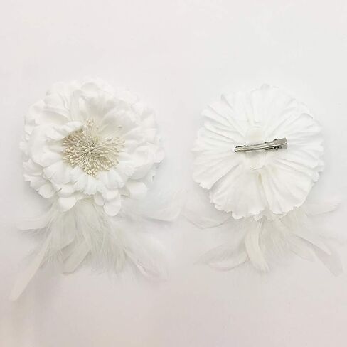 Glamulice الأميرة بنات عيد ميلاد رئيس كليب الاطفال ريشة خوذة حزب مهرجان عقال زهرة بيضاء فتاة الزفاف مساء عطلة حفلة موسيقية خمر الشعر التبعي in Kuwait