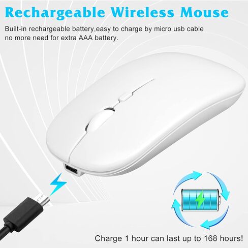 UrbanX 2.4GHz & Bluetooth Mouse, Rechargeable Wireless Mouse for Samsung Galaxy Tab A7 10.4 (2020) Bluetooth Wireless Mouse for Laptop/PC/Mac/iPad pro/Computer/Tablet/Android - Black in Saudi Arabia