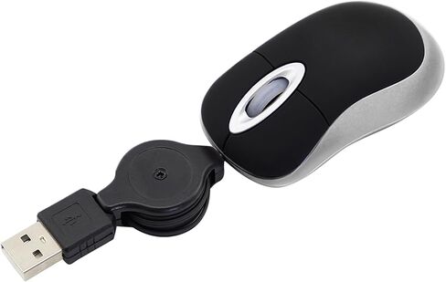 Portable Mini Wired Mouse with Retractable USB Cable(Black), 3*1.6*0.8in in Saudi Arabia
