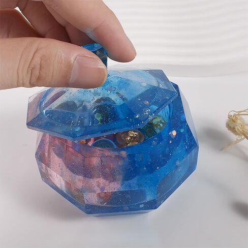 FineInno Octagon Storage Box Resin Mold for Epoxy Jewelry Box Silicone Mold with Lid Jar Epoxy Casting Mold DIY Trinket Candy Container Candle Holder in Saudi Arabia